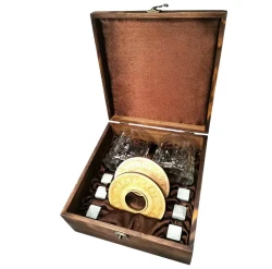 Подарочный набор с камнями для виски в деревянной шкатулке AmiroTrend ABS-204w - фото