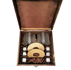 Подарочный набор с камнями для виски в деревянной шкатулке AmiroTrend ABS-205w - фото