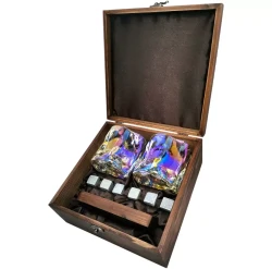 Подарочный набор для виски в деревянной шкатулке с камнями AmiroTrend ABW-304 brown pearl - фото