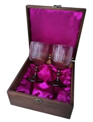 Подарочный набор для вина 2 бокала в деревянной шкатулке AmiroTrend ABW-601 fuchsia lilac - фото