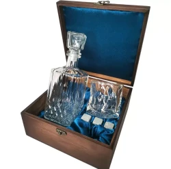 Подарочный набор 1 бокал, штоф с камнями AmiroTrend ABW-341 transparent blue - фото