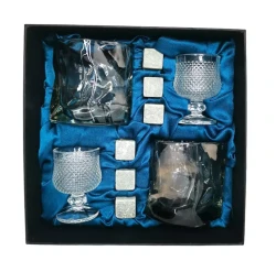 Подарочный набор 2 бокала, 2 рюмки с 6 камнями AmiroTrend ABW-351 transparent black - фото