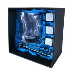 Подарочный набор 1 бокал, 3 охлаждающих камня, щипцы AmiroTrend ABW-331 blue transparent - фото