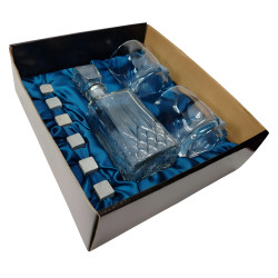 Подарочный набор для виски со штофом, 2 стакана, 6 камней AmiroTrend ABW-402 blue crystal - фото
