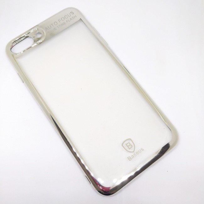Чехол для Apple iPhone 8 Plus/7 Plus гелевый Baseus с окантовкой серебристый - фото2