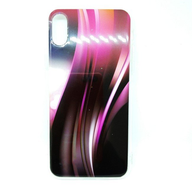 Чехол для Apple iPhone X / Xs гелевый Абстракция черно - розовый - фото