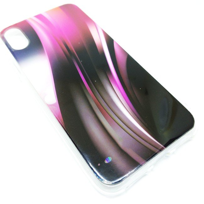 Чехол для Apple iPhone X / Xs гелевый Абстракция черно - розовый