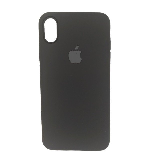 Чехол для Apple Iphone XS Max силиконовый Яблоко черный - фото