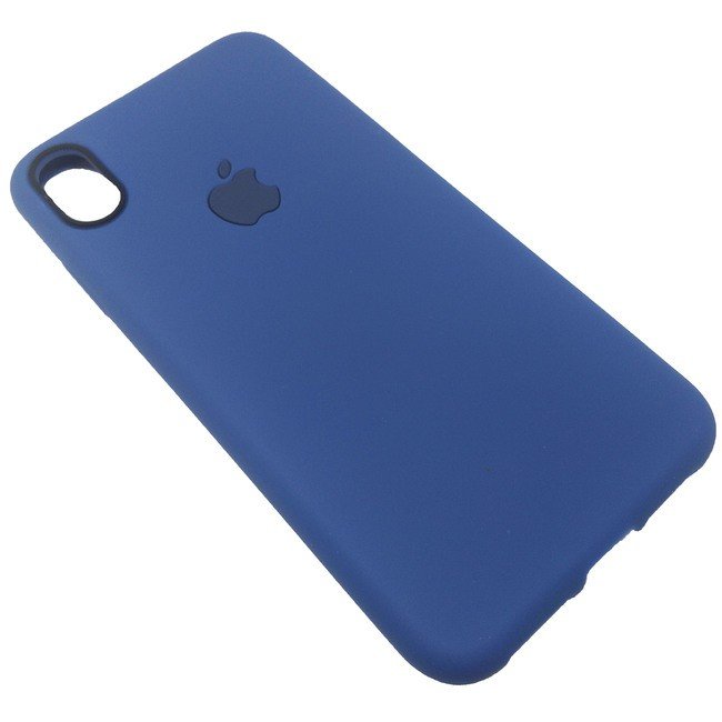 Чехол для Apple Iphone XS Max силиконовый Яблоко темно - синий - фото2
