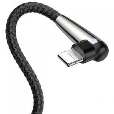 Кабель USB Lightning для Apple Baseus CALMVP-D01 угловой коннектор 2.4A 1 метр черный - фото3