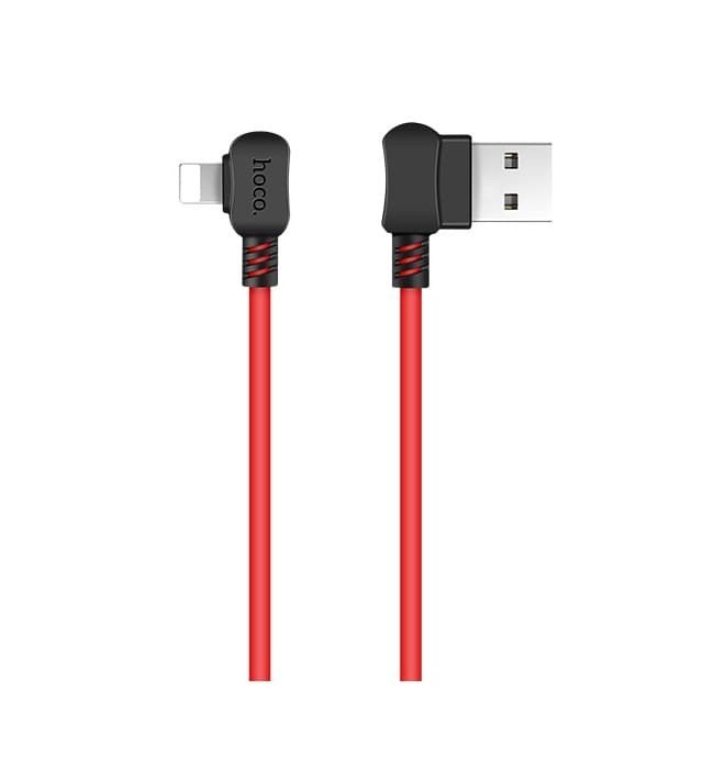 Кабель USB Lightning для Apple Hoco X19 1.2 метра 2.4A красно-черный - фото