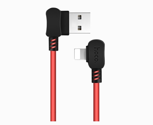 Кабель USB Lightning для Apple Hoco X19 1.2 метра 2.4A красно-черный - фото2