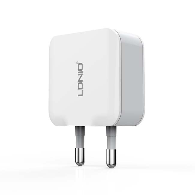 Сетевое зарядное устройство LDNIO A2201 2.4A 2 входа USB кабель Lightning - фото