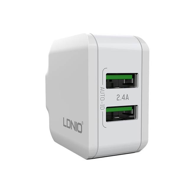 Сетевое зарядное устройство LDNIO A2201 2.4A 2 входа USB кабель Lightning - фото4