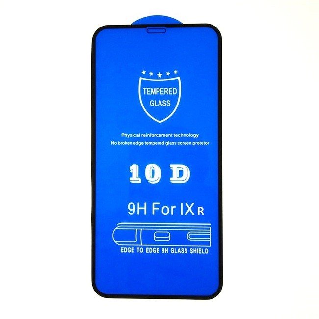 Защитное стекло для Iphone XR с полной проклейкой 10D черного цвета - фото