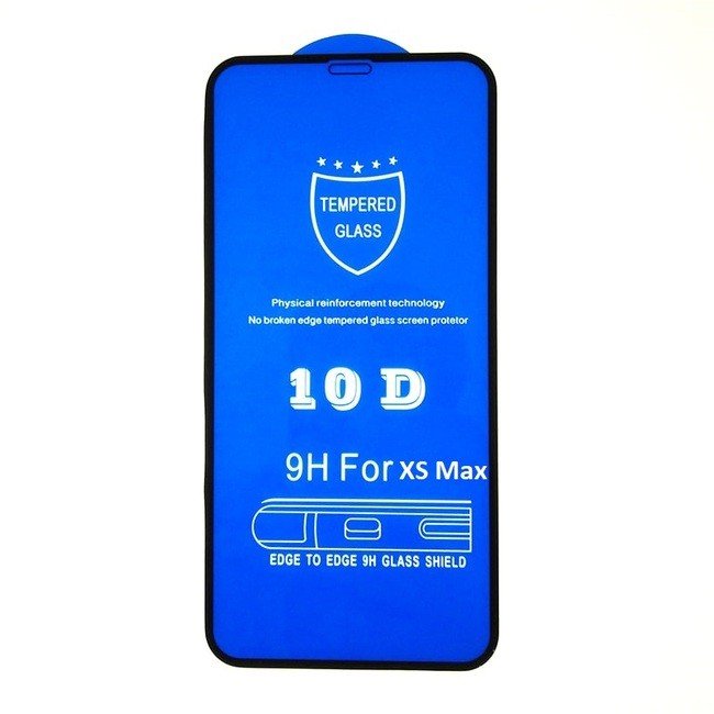 Защитное стекло для Iphone XS Max с полной проклейкой 10D черного цвета - фото