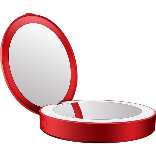 Зеркало для макияжа с подсветкой и увеличением ShineMirror TD-018 красного цвета - фото
