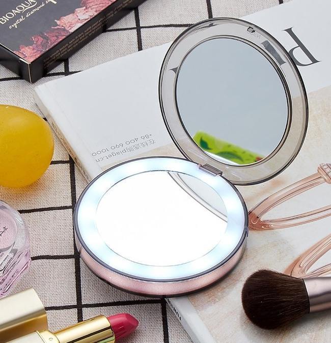 Зеркало для макияжа с подсветкой ShineMirror TD-012 цвет розовое золото - фото
